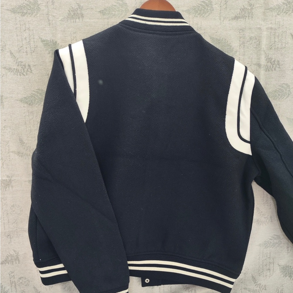 Saint Laurent Black and White Contrast Varsity Bomber Jacket - Picture 8 of 8